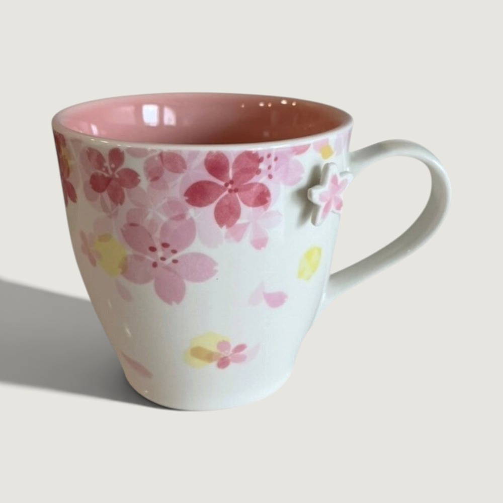 Starbucks Taiwan 2014 Cherry Blossom Pink Sakura 3D Mug 12oz Rare Ceramic Coffee